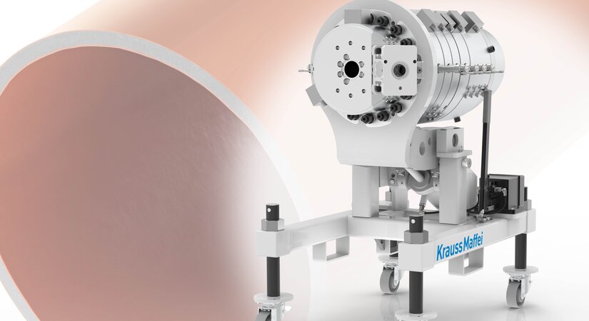 100% recycled material – 100% quality:  New 3-layer PVC pipe head from KraussMaffei Extrusion 