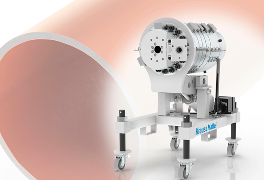 100 % Rezyklat – 100 % Qualität:  Neuer 3-Lagen-PVC-Rohrkopf der KraussMaffei Extrusion 