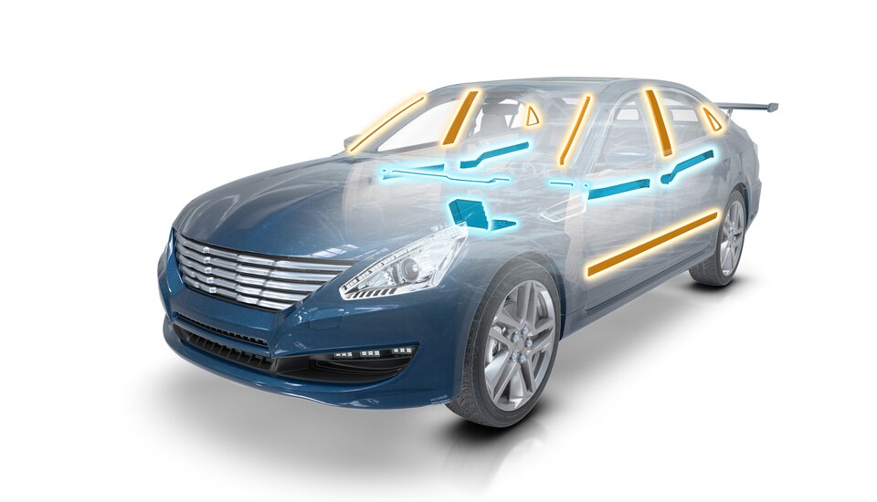 Oberflächen, die mit der ColorForm-Technologie produziert wurden, eignen sich für den Einsatz im Interieur und Exterieur von Autos.